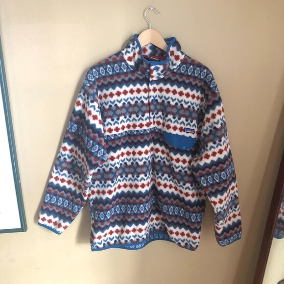 Patagonia printed Syncihlla aztec cliff underwater blue snap-t fleece - Picture 5 of 8